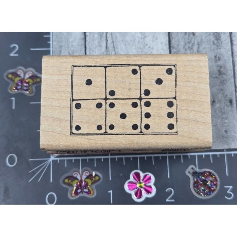 Inkadinkado Domino Dice Game Pieces 92550L Rubber Stamp Wood #G25
